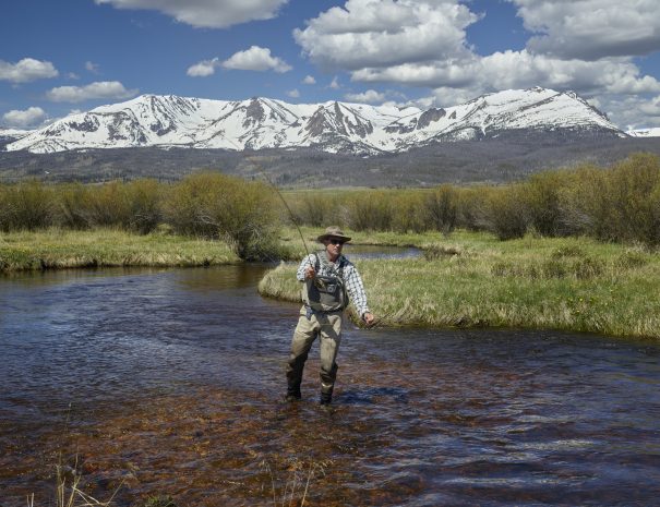 Owner John Kukral wets a line at his Park Range Ranch, near the Wyoming border in Jackson County's scenic North Park valley of the Rocky Mountains.